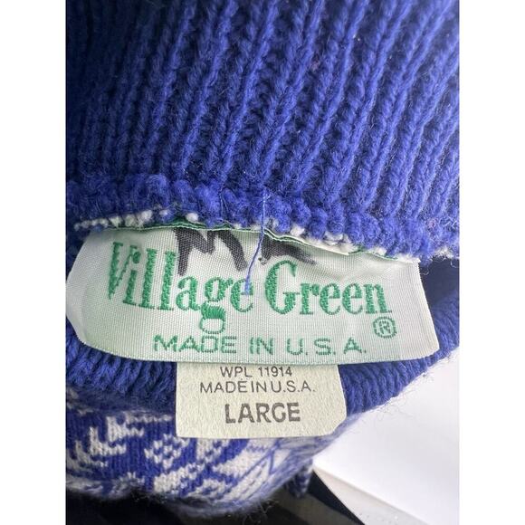 VTG Sweater Womens Large Village Green USA Snowflakes Winter Grandma Fair Isle - Picture 8 of 11